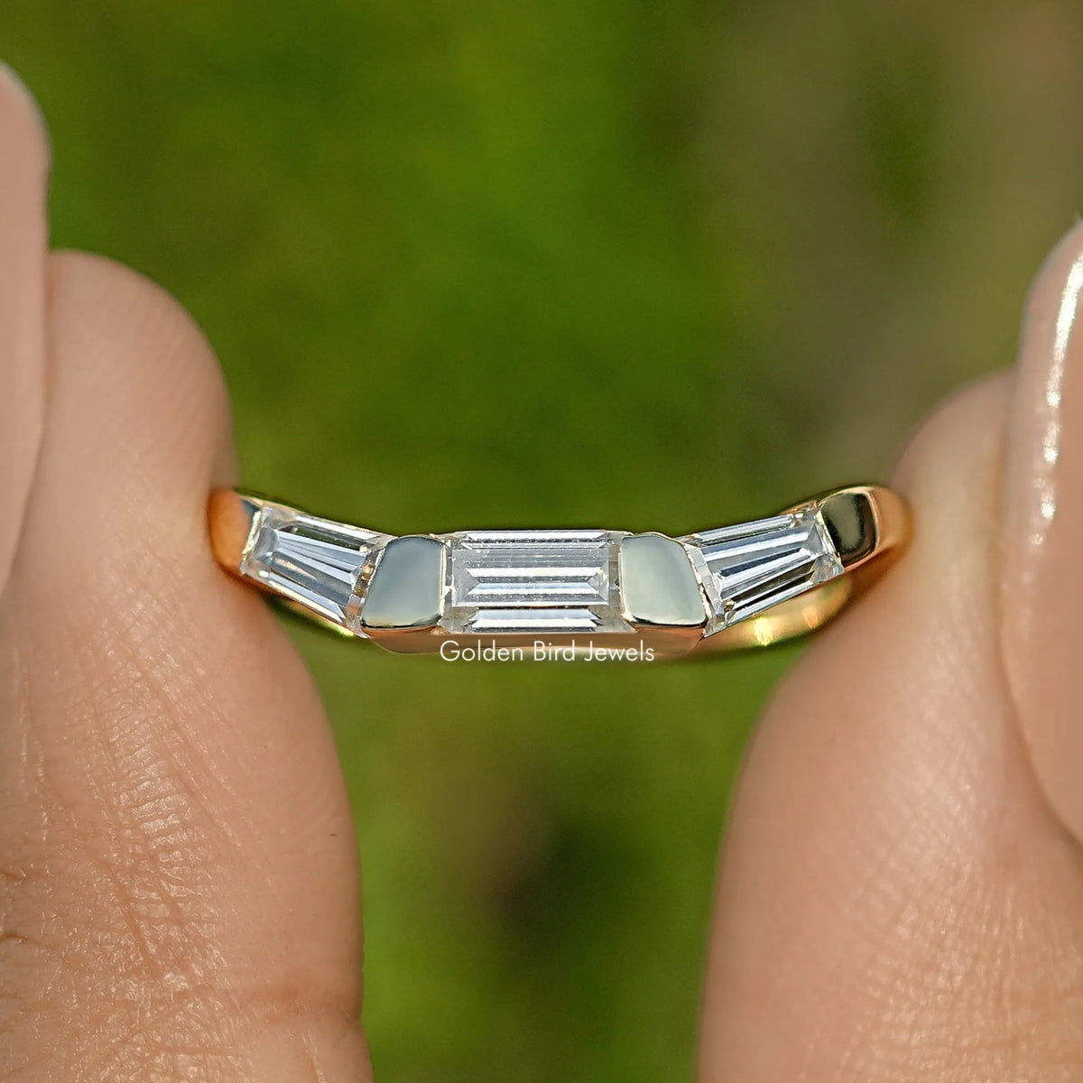 Baguette Cut Moissanite Three Stone Ring