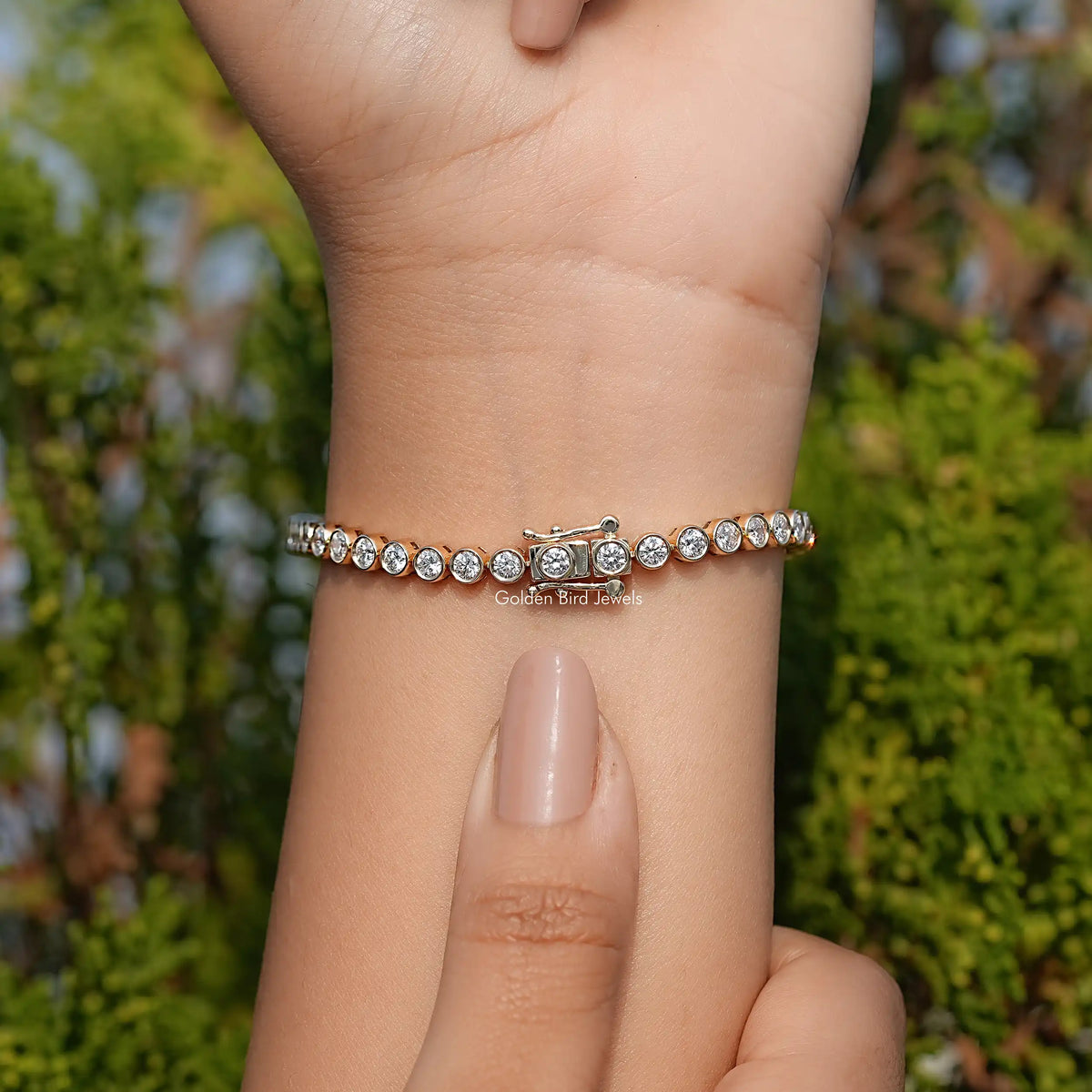 Back View Of Round Lab Diamond Tennis Bracelet