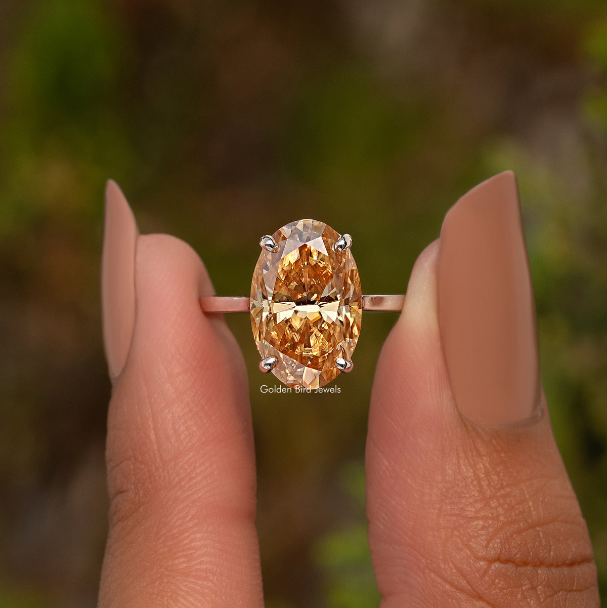 Champagne Oval Shape Moissanite Ring