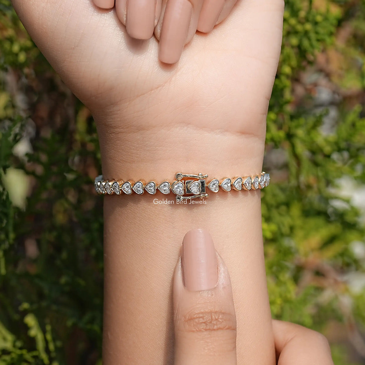 Back View Of Heart Lab Diamond Bracelet