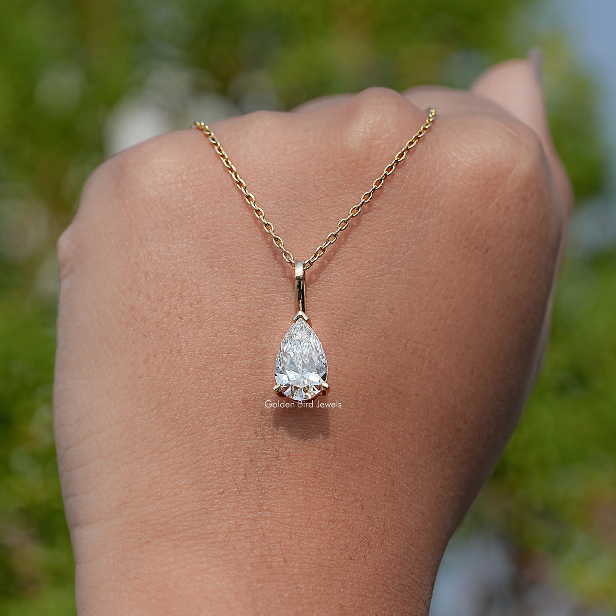 Side View Of Pear Cut Lab Diamond Ring