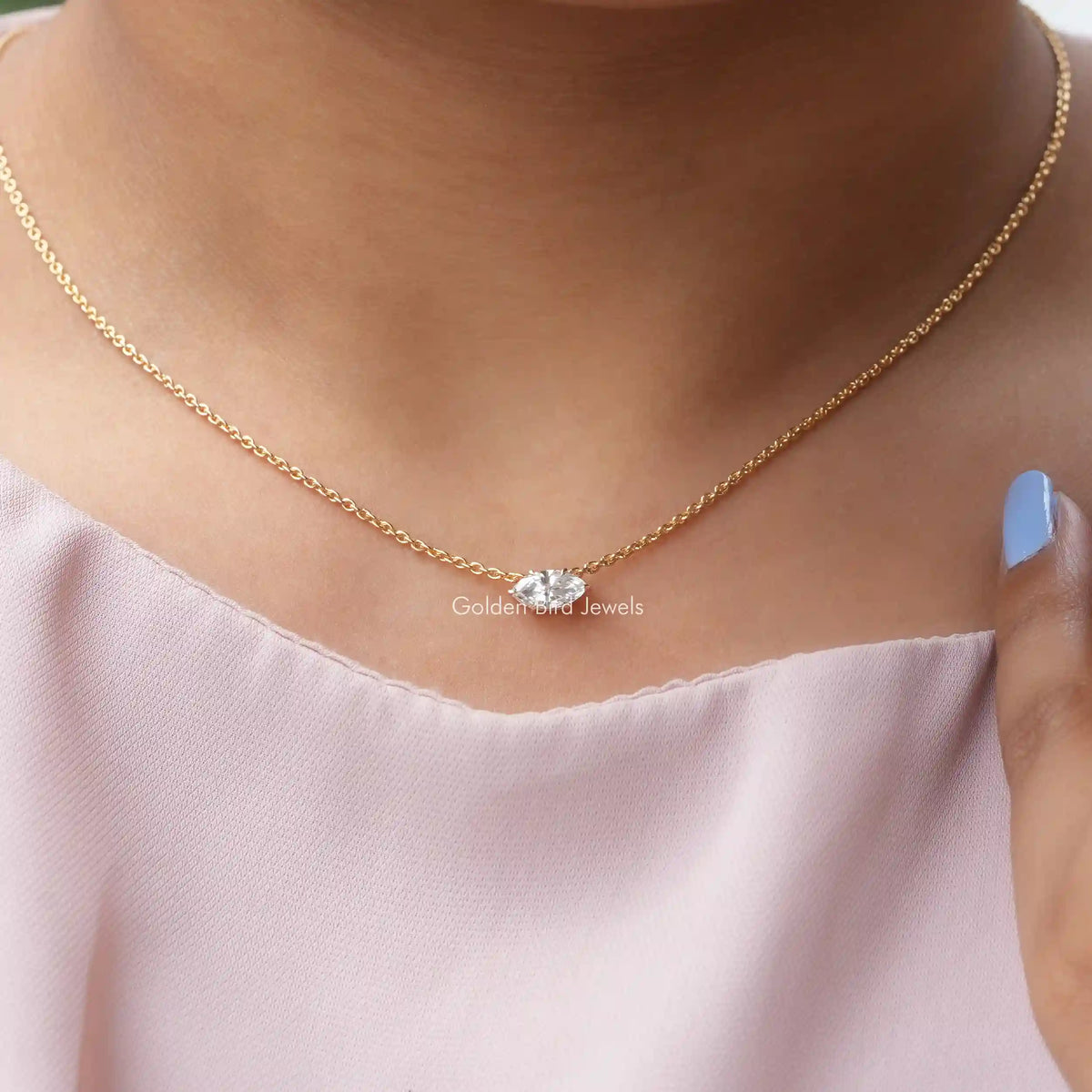 Lab-Grown diamond marquise solitaire pendant