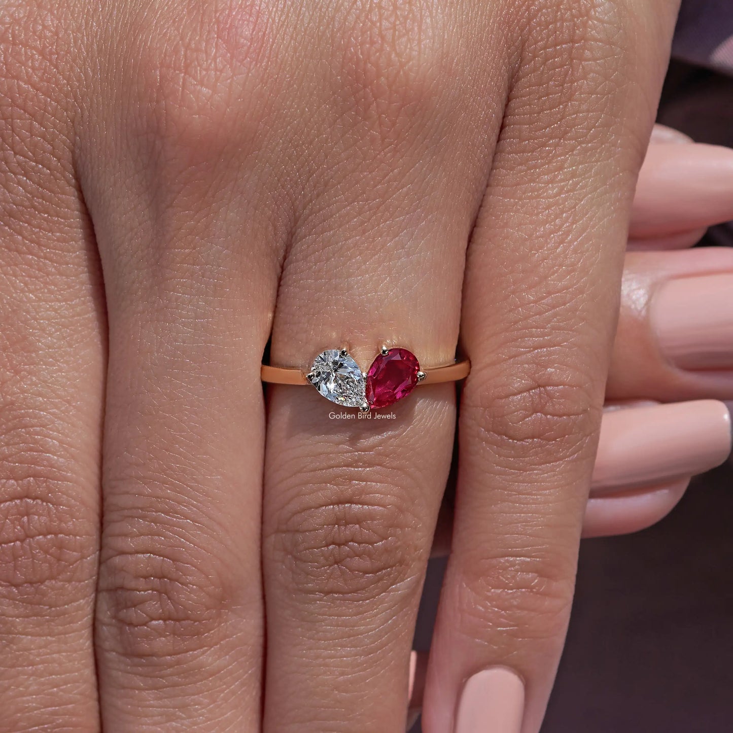 Toi Et Moi Pear Cut Gemstone Engagement Ring