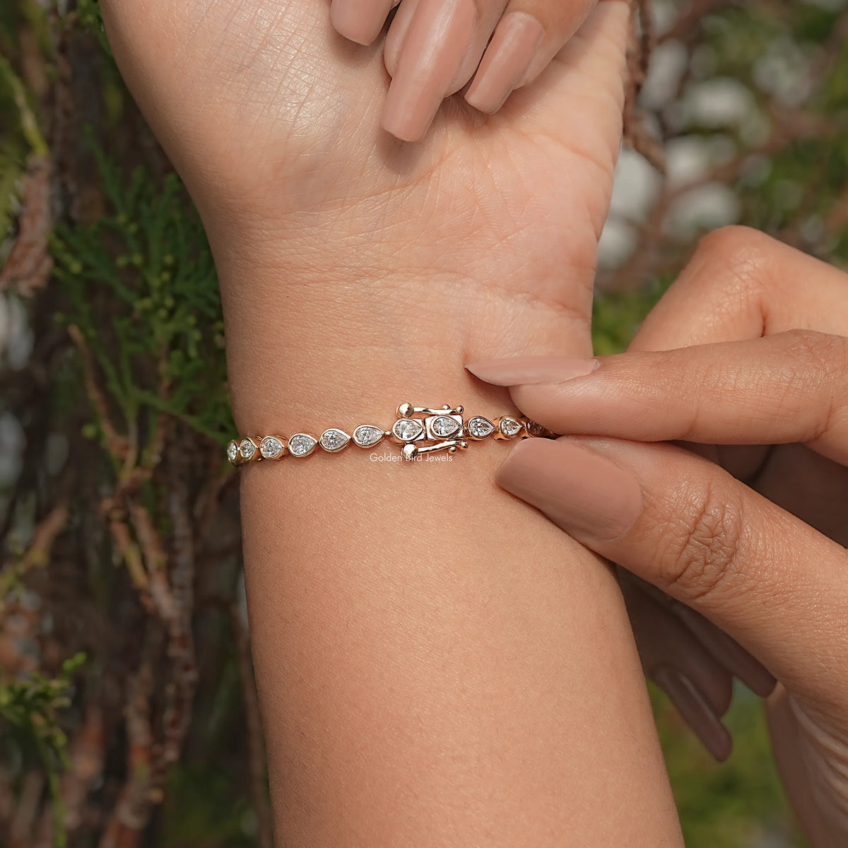 Back View Of Pear Lab Diamond Tennis Bracelet