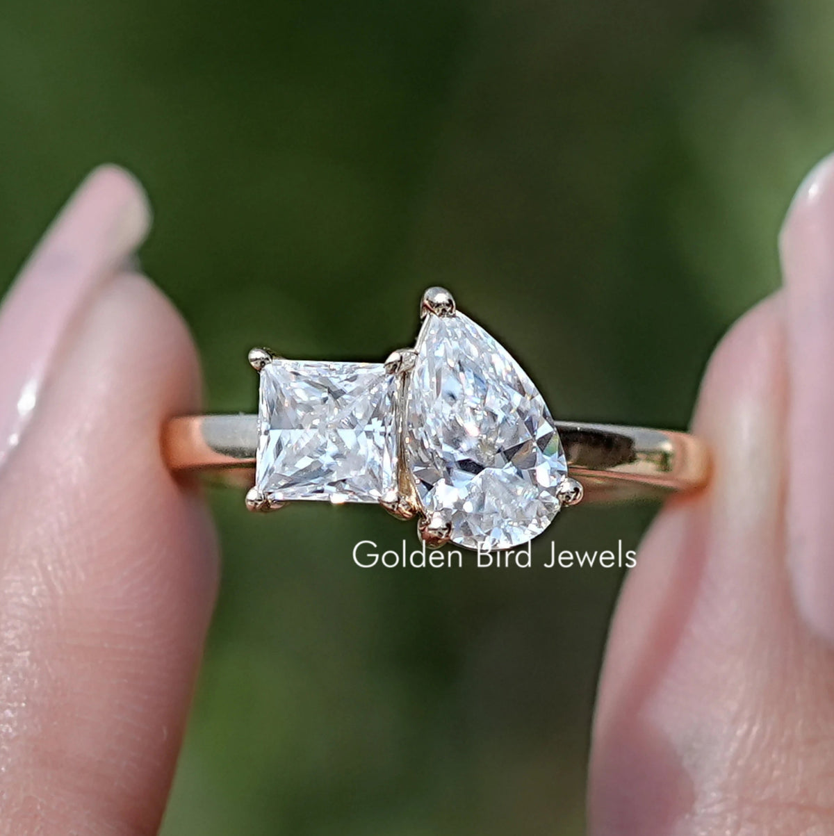 Front View of Pear and Princess Cut Lab Diamond Full Eternity Band