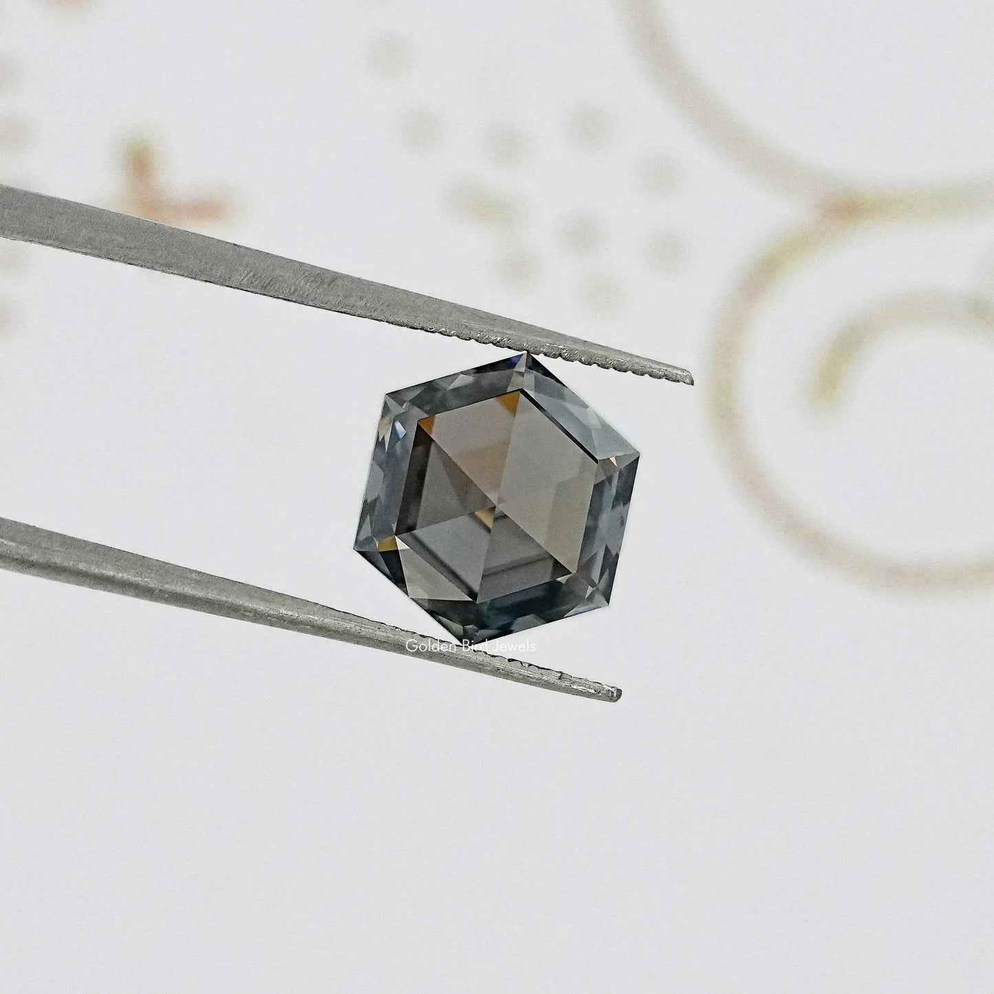 Gray Rose Cut Hexagon Loose Moissanite
