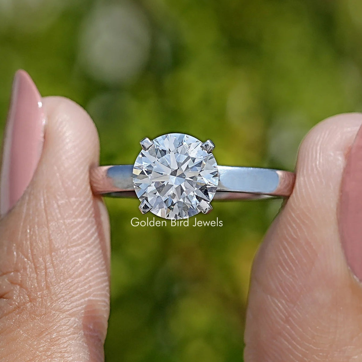 Front View of Round Cut Lab Diamond Solitaire Engagement Ring