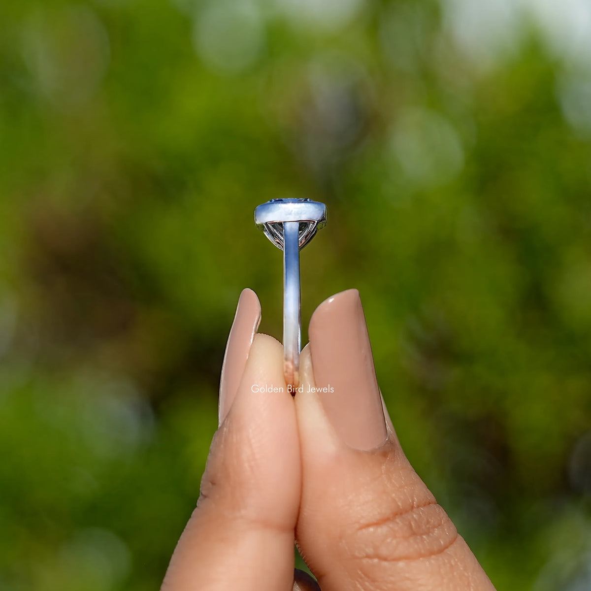 Side View Of Cushion Moissanite Solitaire Ring