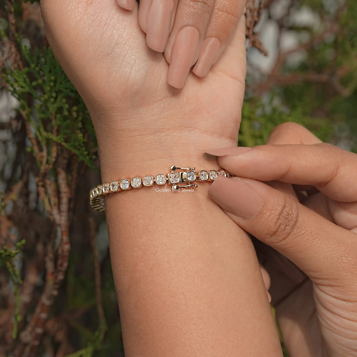 Back View Of Cushion Cut Lab Diamond Bracelet