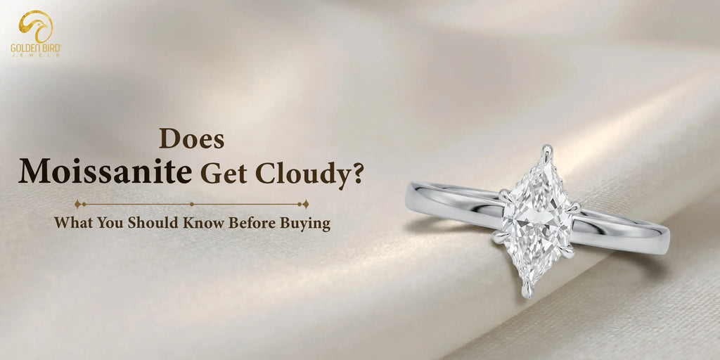 View of a marquise cut moissanite ring highlighting its clarity, sparkle and resistance to cloudiness