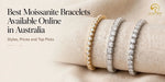 Moissanite bracelets in gold and silver with round and square cut stones
