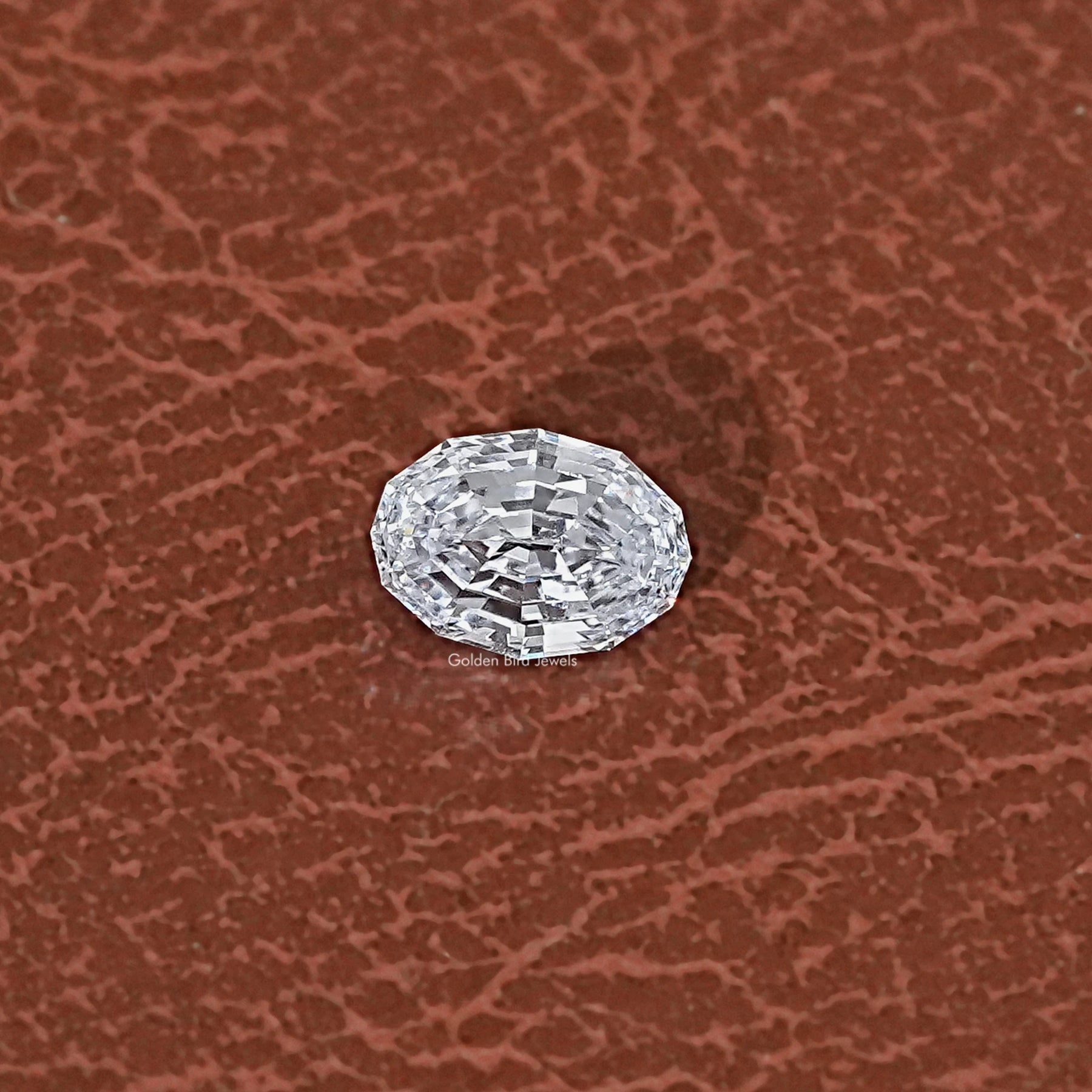 View of 1 Carat Step Cut Oval Lab Grown Diamond In White 