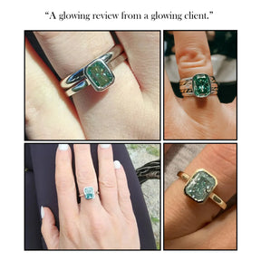Blue Radiant Moissanite Bezel Set Solitaire Ring