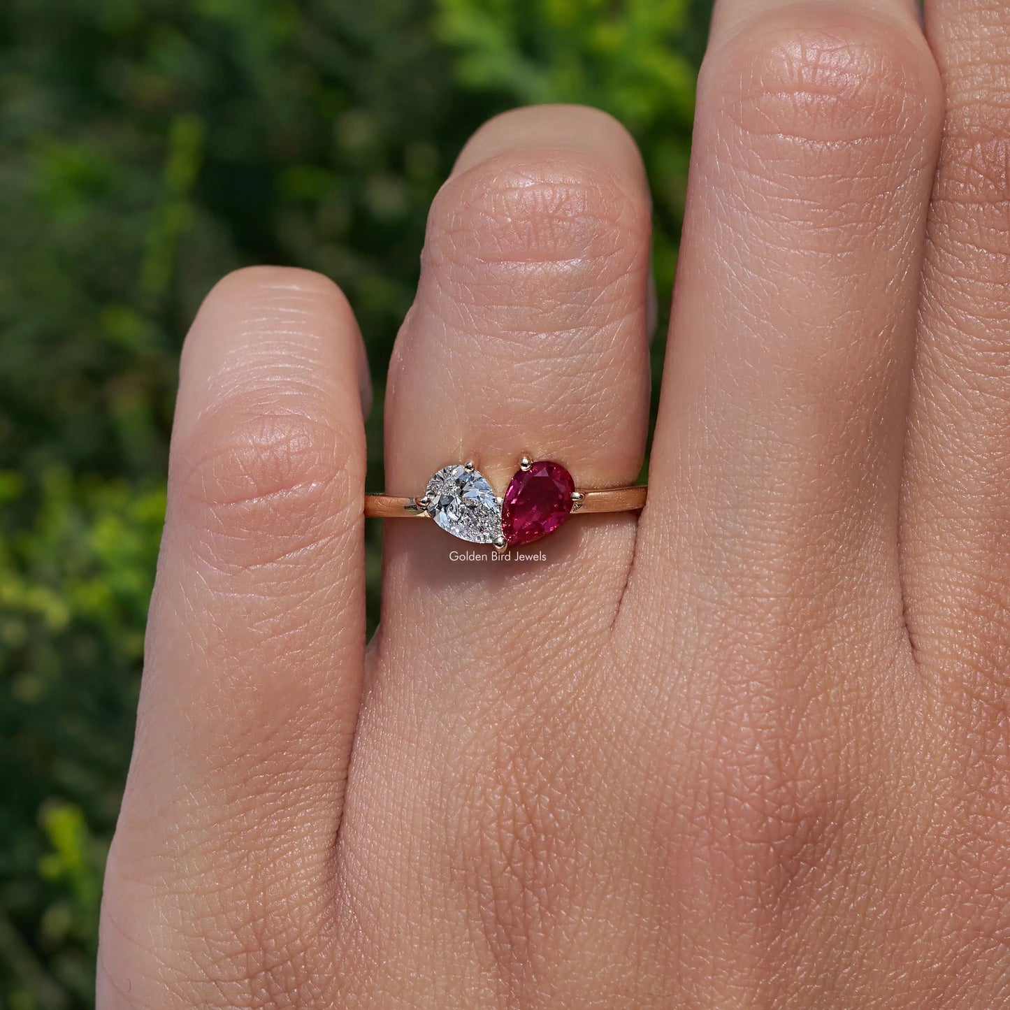 Toi Et Moi Pear Cut Gemstone Engagement Ring