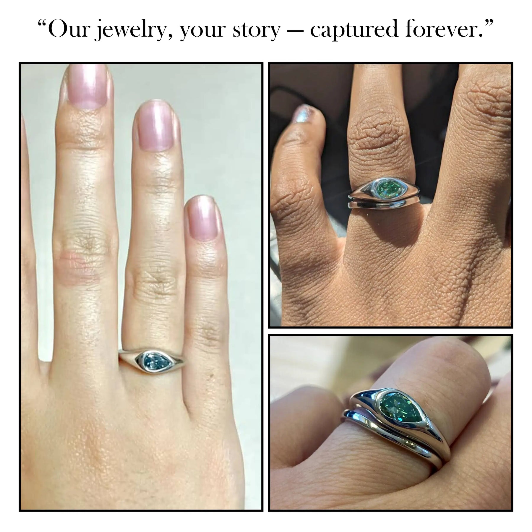 East-West Pear Cut Solitaire Moissanite Ring Set