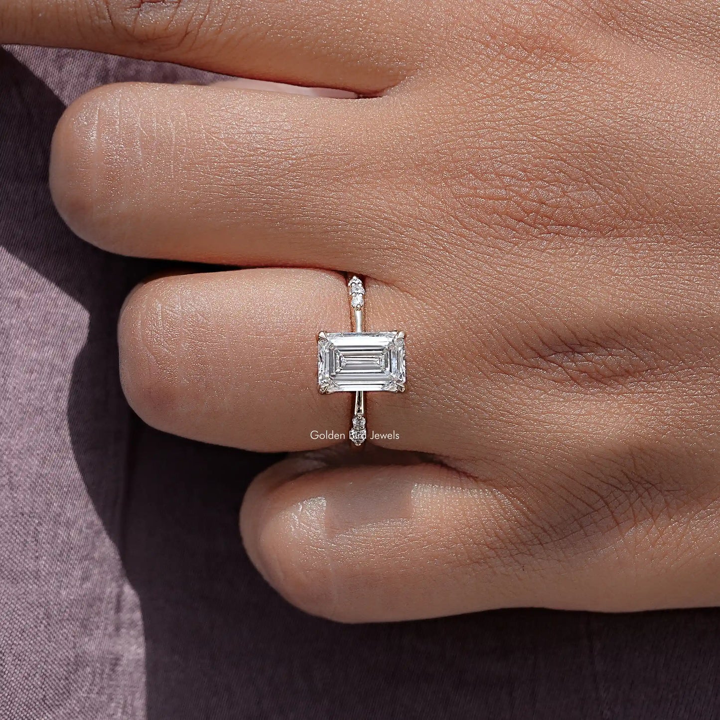 Emerald Cut Lab Diamond Engagement Ring