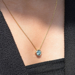 Detailed view of moissanite round shape pendant