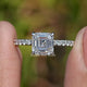 Front View of Asscher Cut Accent Lab Diamond Ring
