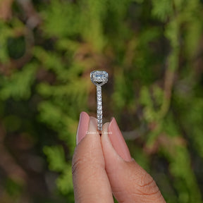Side View Of Asscher Accent Lab Diamond Ring
