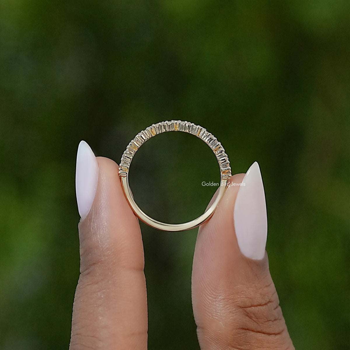 Round And Baguette Lab Diamond Half Eternity Band