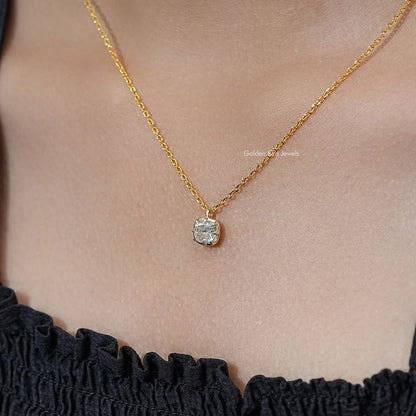 Off White Old Mine Cushion Cut Moissanite Pendant