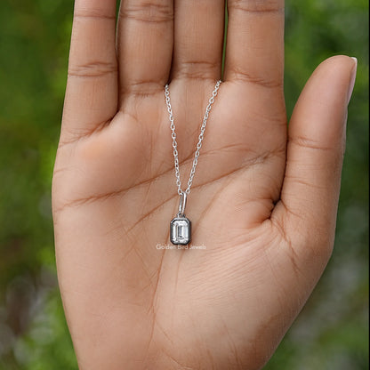 Black Bezel Emrerald Moissanite Solitaire Pendant