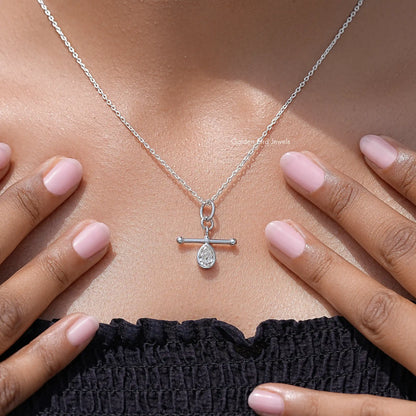 Pear Cut Moissanite Bezel Set Pendant
