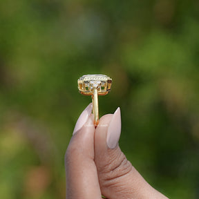 Side View Of Bezel Set Emerald Cut Ring