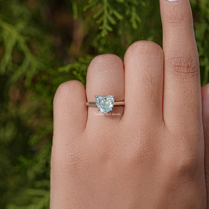 Blue Heart Moissanite Gemstone Solitaire Wedding Ring