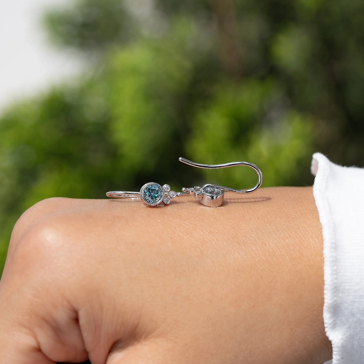 Back View Of Diamond Dangle Earrings

