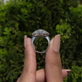 Blue Old Europen Round Cut Vintage Moissanite Ring