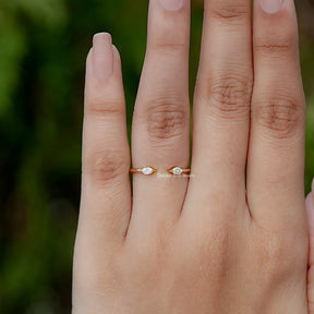 Front View of Marquise Lab Diamond Open Cuff Ring