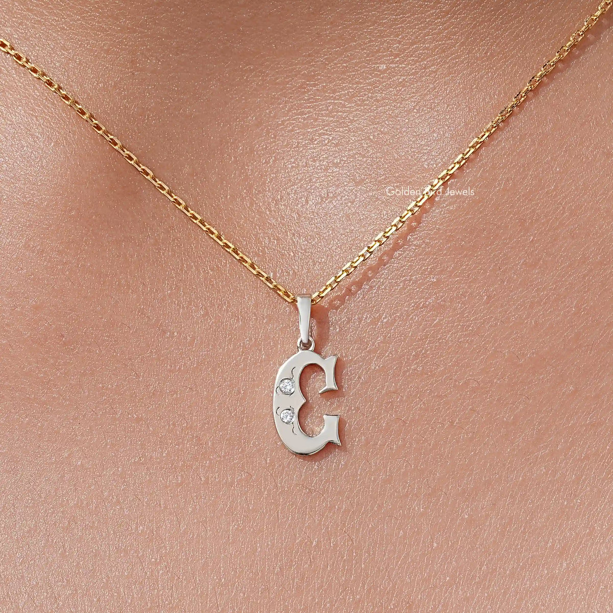 Round Cut Lab Grown Diamond C Letter Pendant