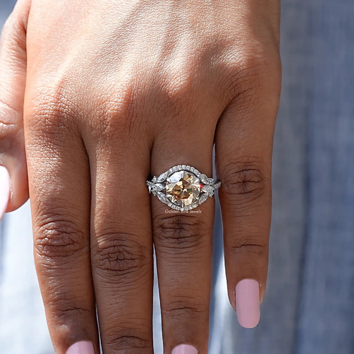 Old European Round Cut Halo Cluster Ring