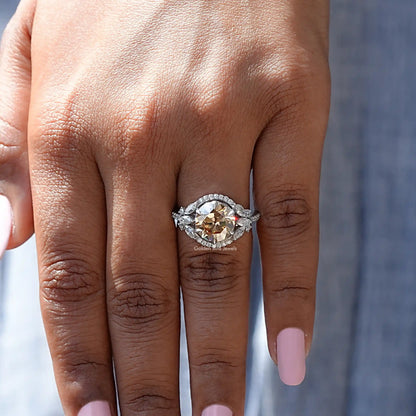 Old European Round Cut Halo Cluster Ring