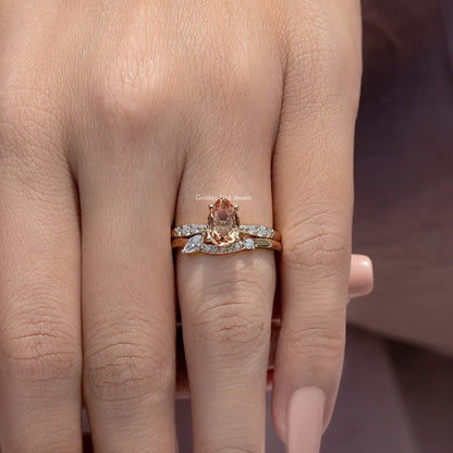Old Mine Champagne Accent Diamond Bridal Ring Set