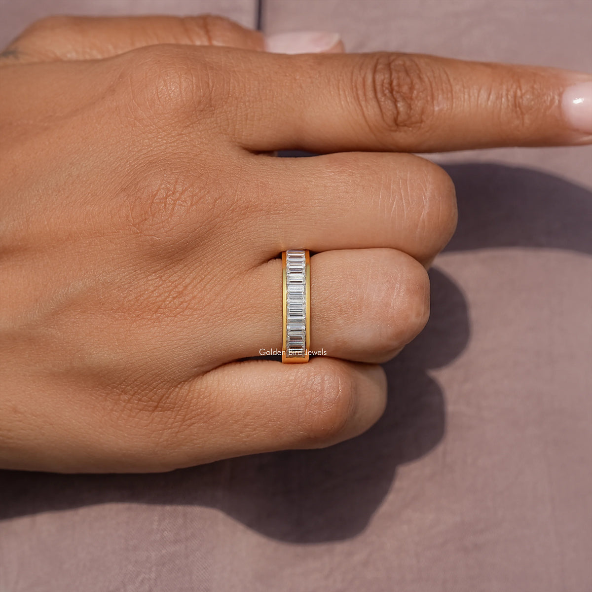 Baguette Cut Moissanite Channel Set Wedding Band