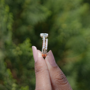 Side View of Engagement ring crafted With Crushed Ice Oval Moissanite