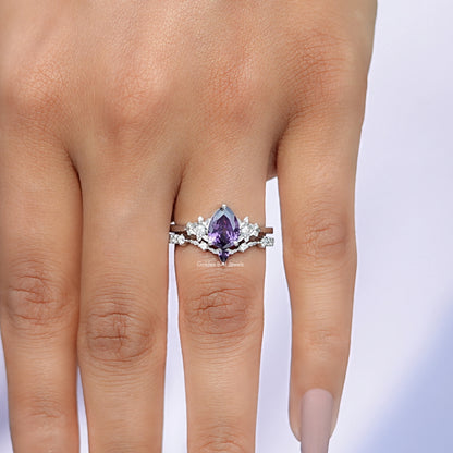 Pear Cut Gemstone Bridal Ring Set