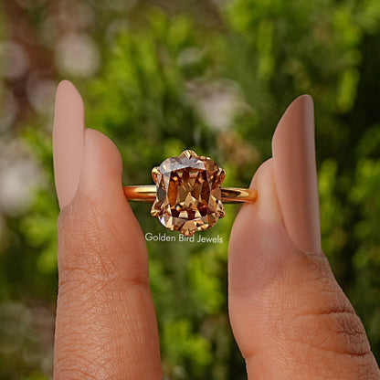 Old Mine Cushion Cut Solitaire Decorative Moissanite Prong Set Ring