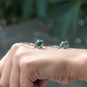 Cushion And Round Moissanite Dangle Drop Earrings