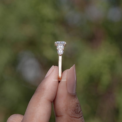 Side View of Cushion Cut Diamond Five Stone Ring