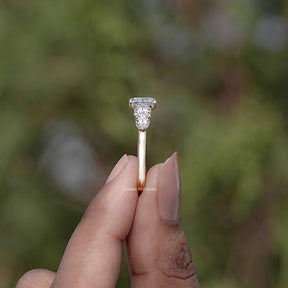 Side View of Cushion Cut Diamond Five Stone Ring