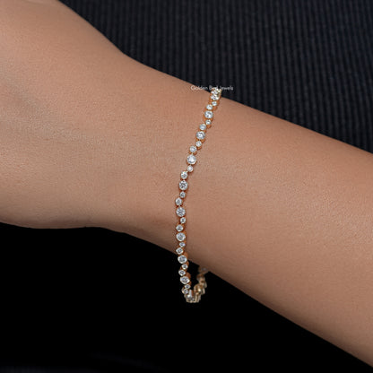 Bezel Set Round Cut Lab Diamond Tennis Bracelet