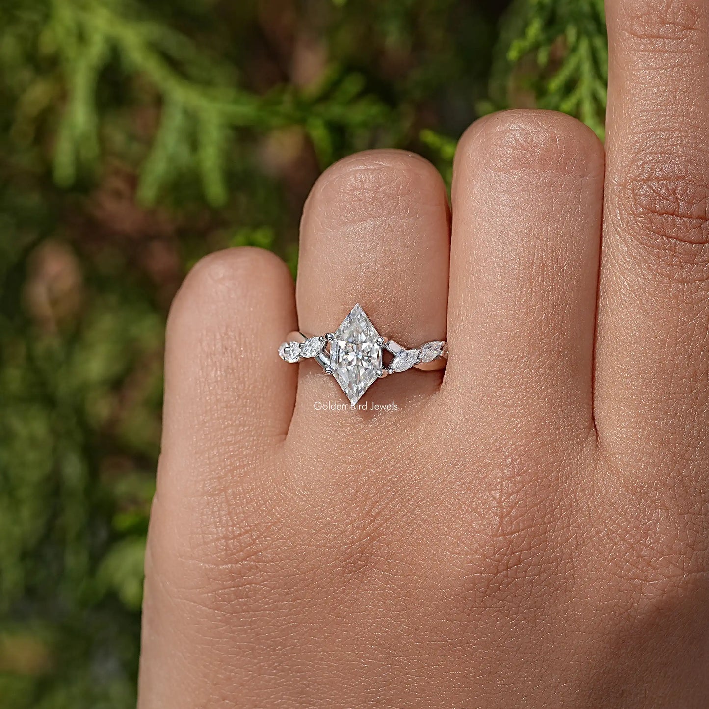 Dutch Marquise Cut Moissanite Diamond Floral Wedding Ring