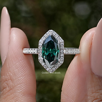 Dutch Marquise Moissanite Halo Accent Ring