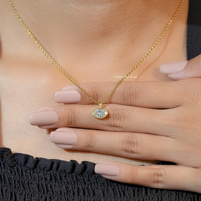 Oval Cut Lab Diamond Solitaire Pendant