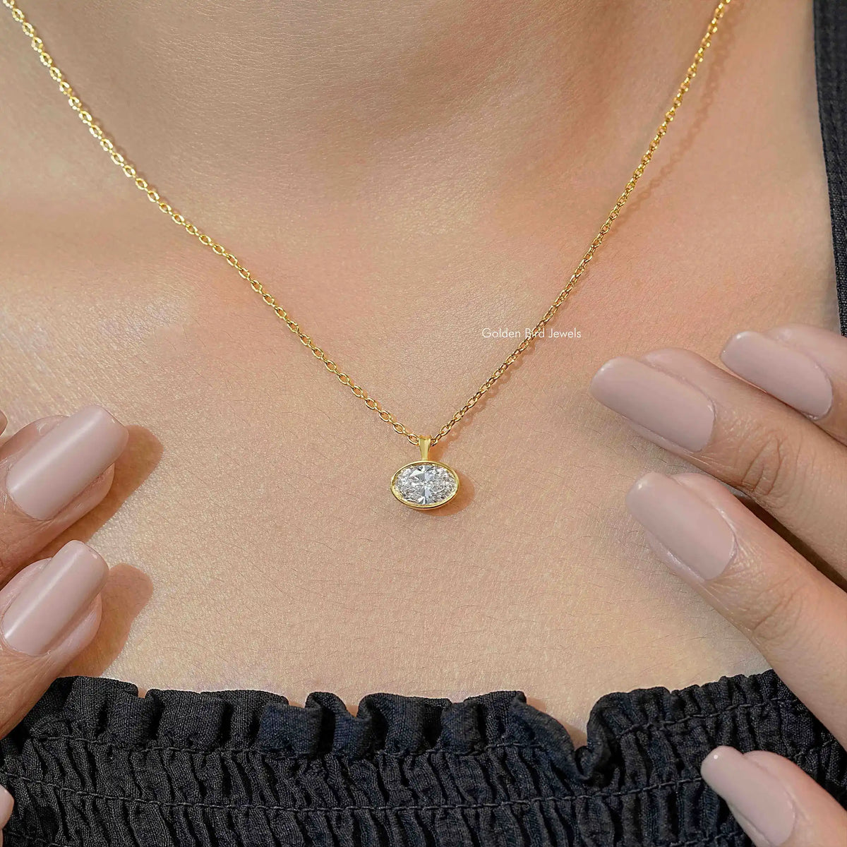Oval Cut Lab Diamond Solitaire Pendant