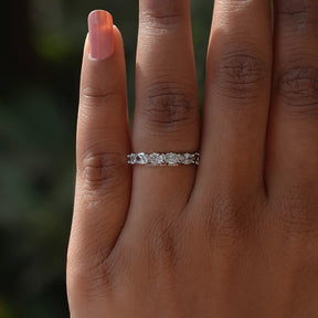 View of Oval Cut Lab Diamond Eternity Wedding Band In White Gold
