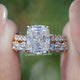 Elongated Cushion Cut Moissanite Ring Set